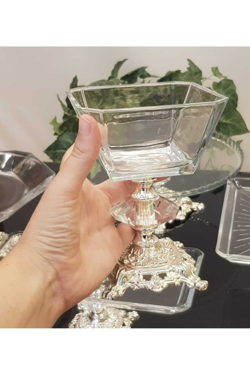 Döküm Ayaklı Gümüş 6’li Set Kare Dondurmalık