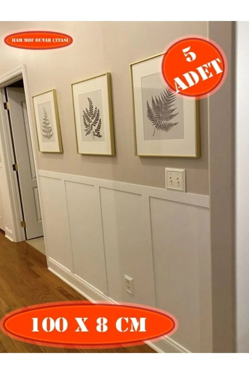 Lx Iskandinav Duvar Çıtası 100 Cm X 8 Cm (5 ADET) Çocuk Odası Dekorasyonu Boyanabilir Duvar Çıtası