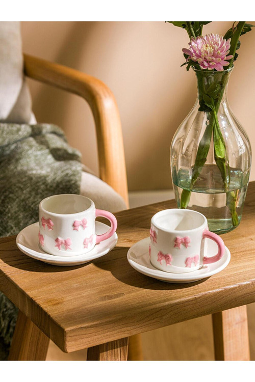 LCW HOME Fiyonk Baskılı 2 Kişilik Porselen Kahve Fincan Takımı 100 Ml