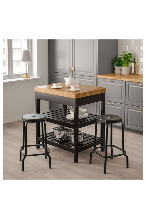 VADHOLMA siyah-meşe 79x63x90 cm mutfak adası