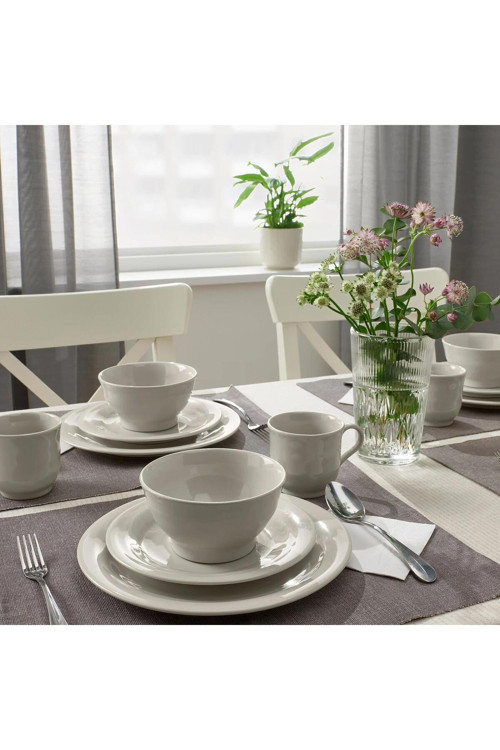 16 Parça SANDSKÄDDA Yemek Takımı 4 Kişilik MeridyenDukkan Toprak Ton Bej Renk Rustik Set-Stoneware