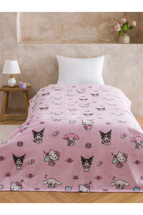 Hello Kitty Baskılı Tek Kişilik Battaniye 150x220 cm