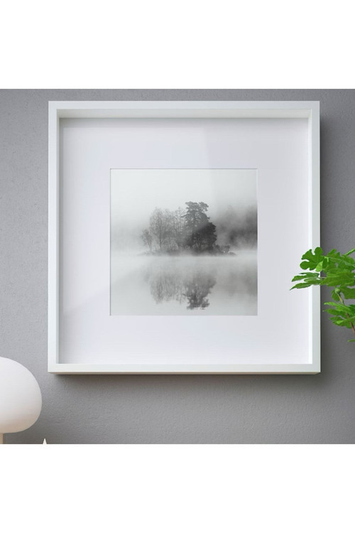 Sannahed 50x50 Cm Beyaz Çiçek Eşya Konabilen Derin Kutu Çerçeve Ahşap Fotoğraf Resim Çerçevesi