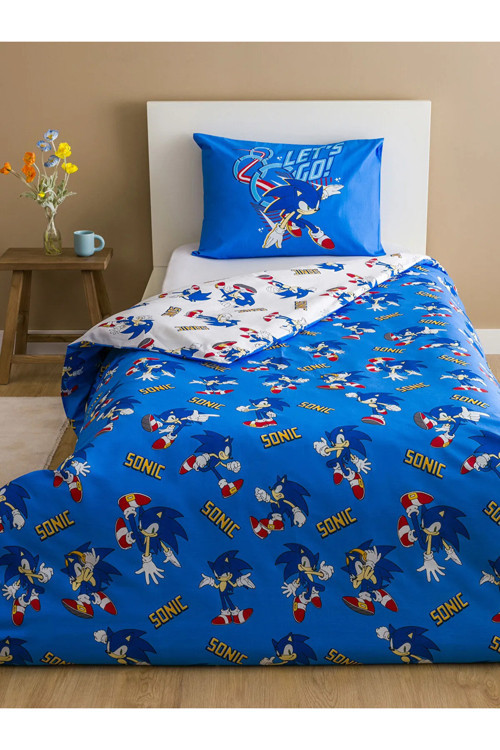 LCW HOME Karışık Sonic Baskılı Pamuklu Çocuk Tek Kişilik Nevresim Seti
