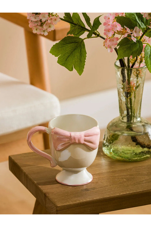 LCW HOME Pembe Fiyonk Desenli Seramik Kupa 300 Ml