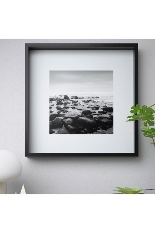 Sannahed 50x50 Cm Siyah Çiçek Eşya Konabilen Derin Kutu Çerçeve Ahşap Fotoğraf Resim Çerçevesi