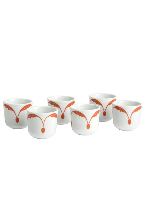 6 Adet Kulpsuz Çay Kahve Fincanı Yükseklik 5 cm 6'lı Set Desenli Fincan Takımı 60 ml Porselen