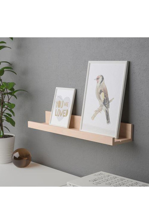 Duvar Rafı Huş Görünümlü Natürel Renk 55 cm Çerçeve-Dekorasyon Rafı
