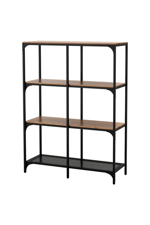 Açık Raf Ünitesi, Siyah, 100x136 Cm Rustik, Metal Ve Ahşap