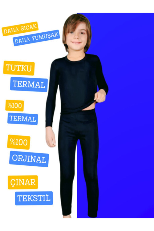 Erkek Çocuk Termal Alt- Üst Set Takım Siyah (Orjinal)