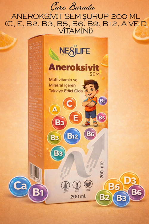 Aneroksivit Sem Şurup 200 Ml (C, E, B1, B2, B3, B5, B6, B9, B12, A ve D Vitamini)