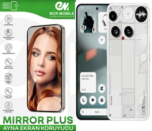 Nothing Phone 3 ile Uyumlu Ayna (Mirror) 9H Kırılmaz Nano Ekran Koruyucu | Ekran Kapalıyken Ayna