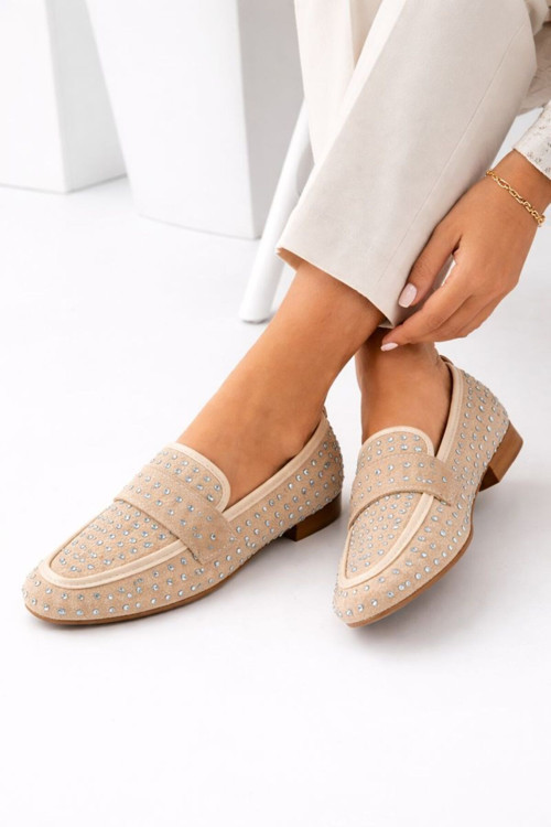 Mery Ceyn Taşlı Küt Kare Loafer Şık Babet