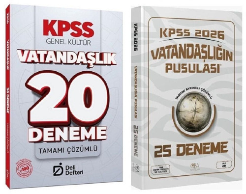 CBA + Deli Defteri 2026 KPSS Vatandaşlık Vatandaşlığın Pusulası 25+20 Deneme 2 li Set - Ali Koç CBA + Deli Defteri Yayın