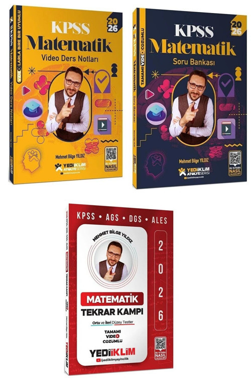 Yediiklim 2026 KPSS Matematik Atölye Video Ders Notları + Soru Bankası + Tekrar Kampı 3 lü Set - Mehmet Bilge Yıldız Yed