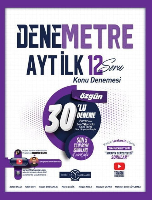 Yks Ayt İlk 12 Soru 30 Lu Konu Denemesi Çözümlü Yayınları
