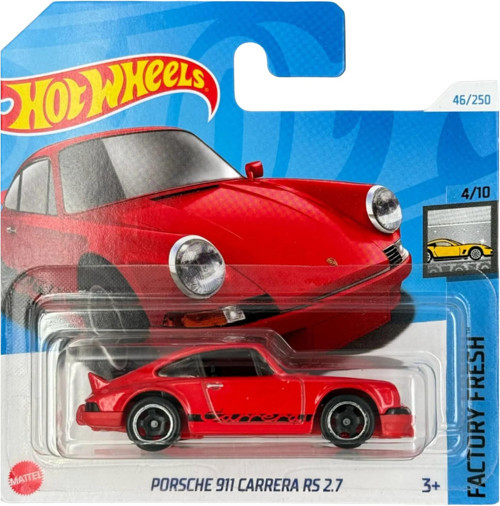 - Porsche 911 Carrera Rs 2.7 - Factory Fresh 4/10 - Htd08 - Short Card - Kırmızı - Mattel