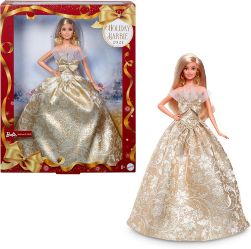 Signature Bebek, Gümüş Ve Altın Rengi Elbise Giyen Sarı Saçlı Barbie 2025 Mutlu Yıllar Bebeği