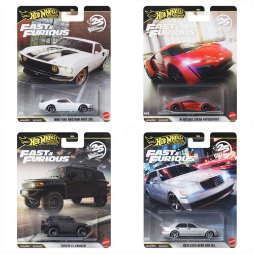Premium Fast & Furious 25. Yıl 4’lü Set – Lykan Hypersport, Mustang Boss 302, Mercedes 500 SEL, FJ Cruiser
