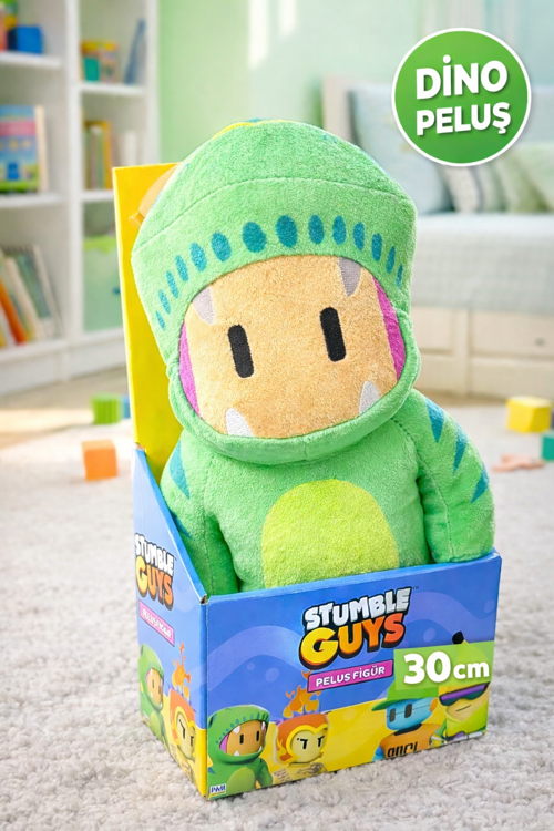 Stumble Guys Dino Peluş Oyuncak – Yeşil Sevimli Karakter, Yumuşak Lisanslı Peluş