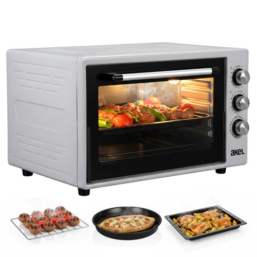 AF950L 50 lt Gri Midi Fırın, İç aydınlatmalı, Zaman Ayarlı, Izgara ve Fırın, 2 Tepsi 1 Tel Izgara
