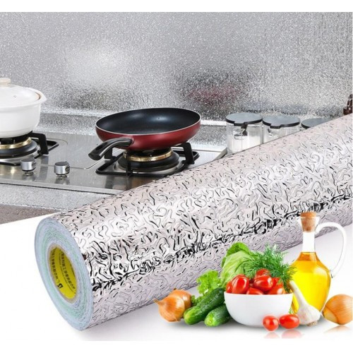 Büro Ev Ofis Mutfağı için 40x1000CM Silinebilir Yapışkanlı Silver Tezgah Üstü Folyo