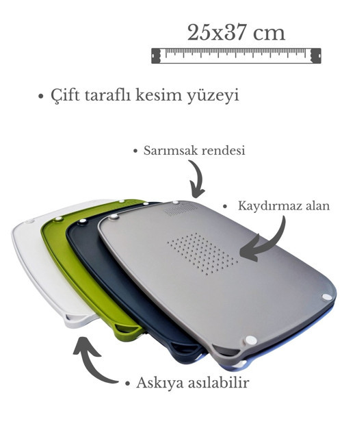 Büro Ev Ofis Mutfağı için Plastik Çift Taraf Renkli Kaymaz Ayaklı Kesme Doğrama Tahtası