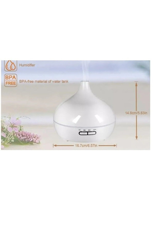 Büro Ev Ofis Hava Nemlendirme için 500ML 7LED Işıklı Aromaterapi Kumandalıı Buhar Difüzörlü Gece Lambası