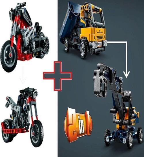 Technic Damperli Kamyon 42147 + Technic Motosiklet 42132 (İki Bir Arada)
