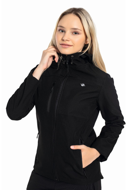 Siyah Kadın Su Geçirmez Softshell Outdoor Mont / Ceket - 5037-10