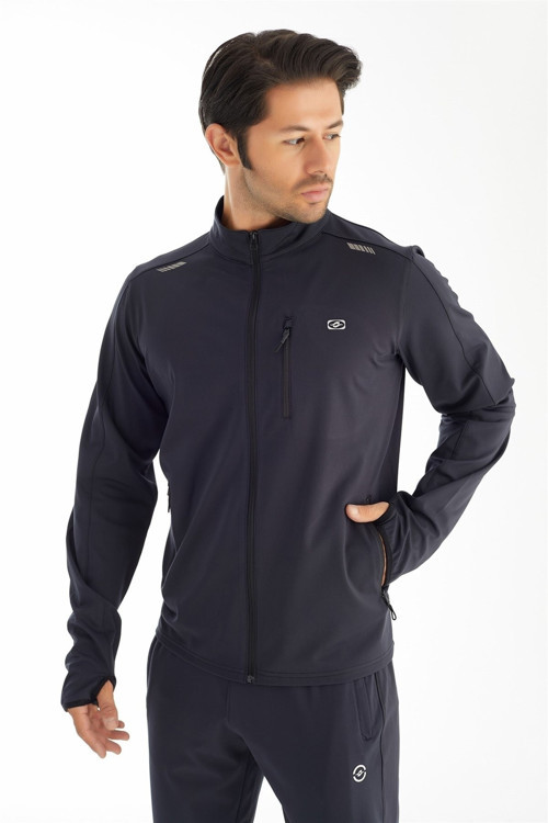 Dalgıç Yarım Yaka - Erkek Lacivert Tam Fermuarlı Spor Sweatshirt - 6040-01