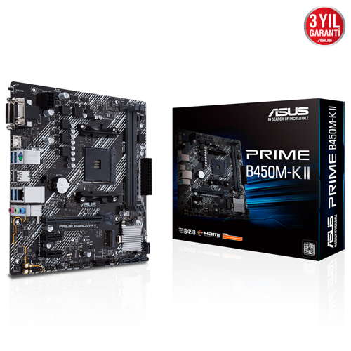 PRIME B450M-K II, 2xDDR4, M.2, D-SUB, DVI, HDMI, AM4 Soket Anakart