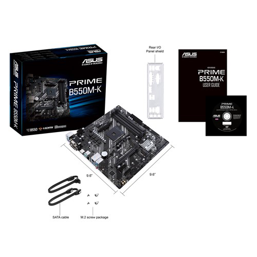 PRIME B550M-K, 4xDDR4, 2x M.2, D-SUB, DVI, HDMI, AM4 Soket Anakart