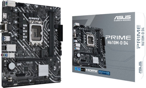PRIME H610M-D D4, 2xDDR4, M.2, D-SUB, HDMI, RS232 Port, 12-13.Nesil, LGA1700 Soket, Anakart