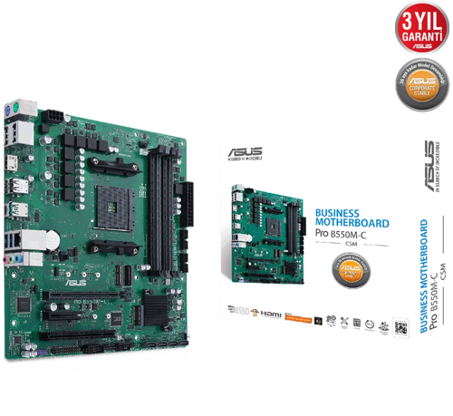 PRO B550M-C/CSM, 4xDDR4, 2xM.2, HDMI,  2xDP, Type-C, AM4 Soket Anakart