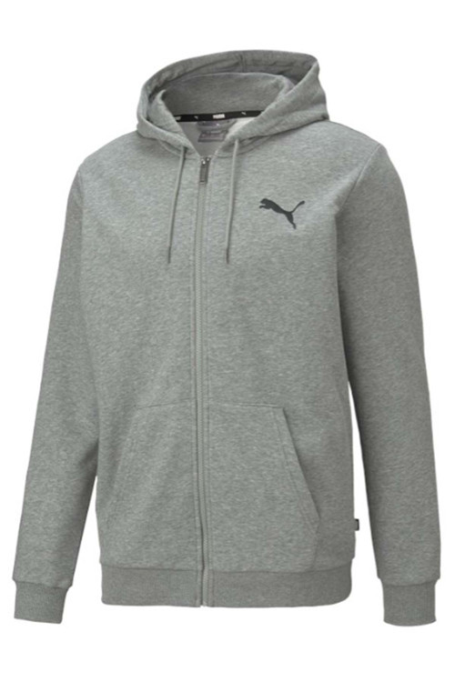 Ess Small Logo Fz Hoodie Tr 586704 Fermuarlı Erkek Kapüşonlu Sweatshirt Gri