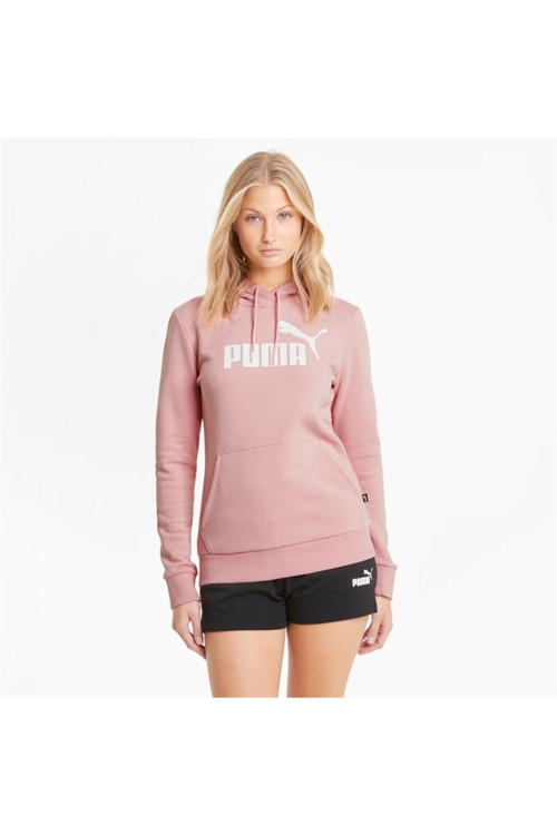 Ess Cropped Logo Hoodie - Kadın Pembe Sweatshirt - 586791-80-Ppk