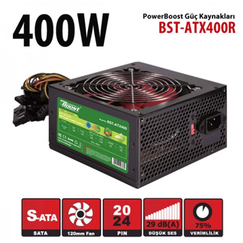 BST-ATX400R Reel 400W, Sata, 12cm Fan,  BOX PSU