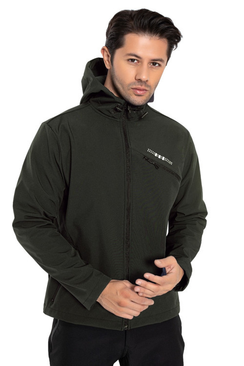 Haki Erkek Su Geçirmez Softshell Outdoor Mont / Ceket - 5036-04