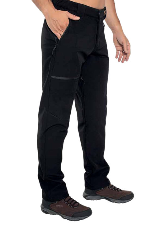 Softshell Siyah Kışlık Polarlı Outdoor Pantolon - 2228-10