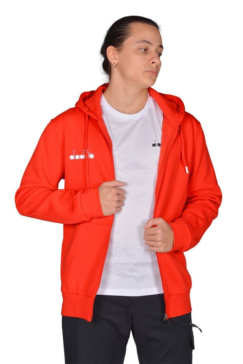 Erkek Kırmızı Pamuklu Tam Fermuarlı Spor Sweatshirt - Ddtam1050049