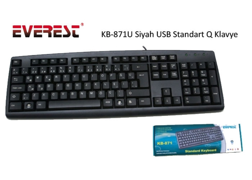KB-871U, USB Kablolu, Türkçe Q, Standart Klavye (Siyah)