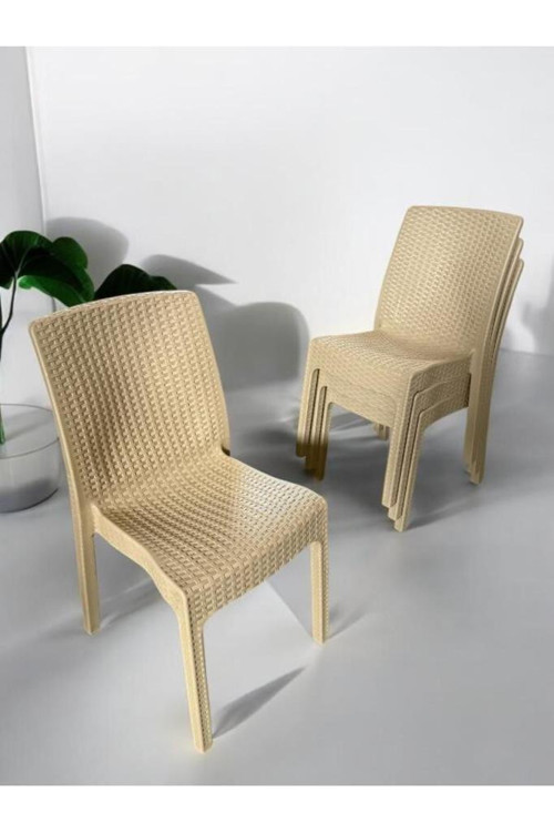 4 Adet Kolsuz Rattan Sandalye Kapiçino