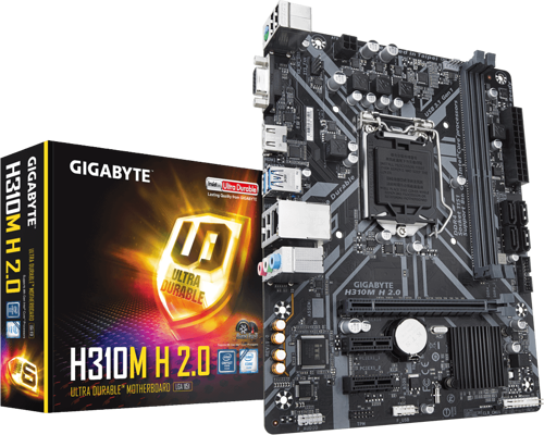 GIGABYTE H310M H 2.0, 2xDDR4, D-SUB, HDMI,  8-9.Nesil, LGA1151 Soket, Anakart