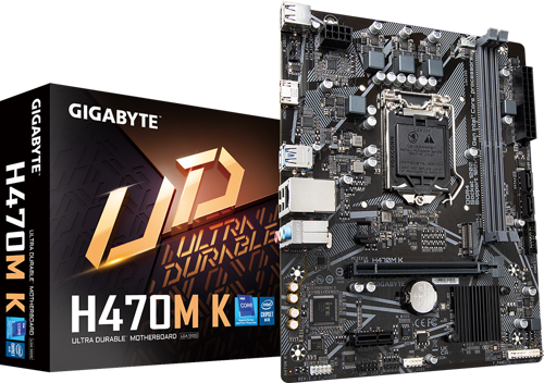 GIGABYTE H470M K rev.1.0, 2xDDR4, M.2, HDMI, 10-11.Nesil, LGA1200 Soket, Anakart