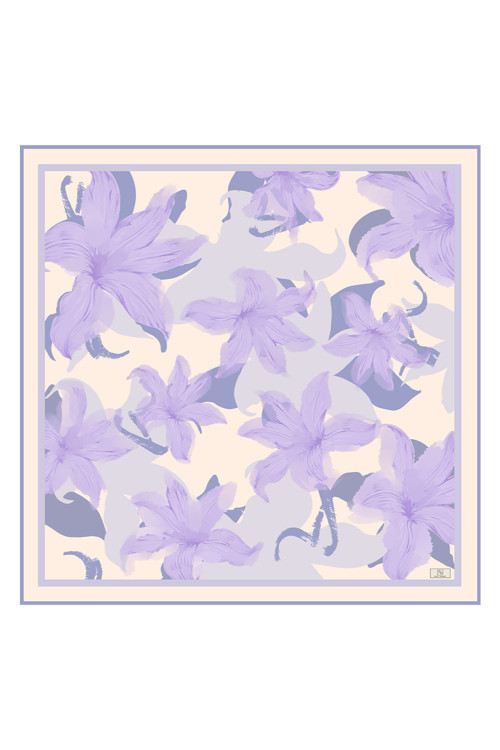 Twill İpek Eşarp Floral Violet