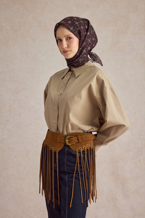 Pamuk Eşarp Medallion Bordo