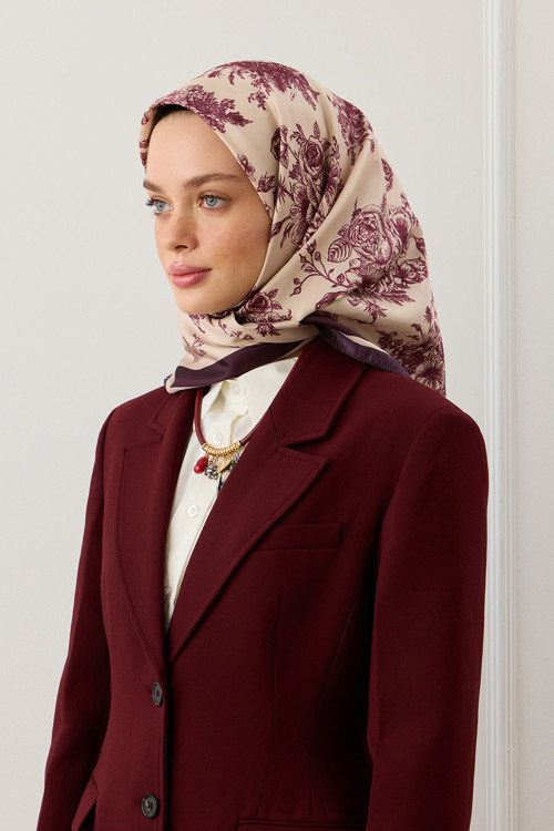 Twill İpek Eşarp Eva Bordo