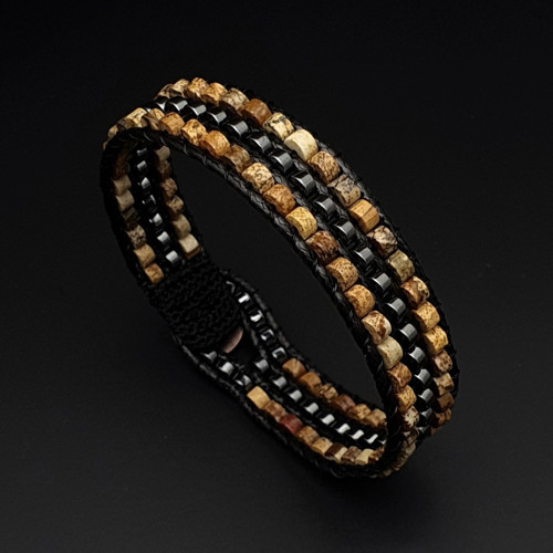 Doğal Taş Bileklik, Jasper ve Hematit Tarz Bileklik, Tasarım Bileklik, Erkek Bileklik, Kadın Bilekli