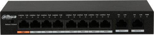 PFS3010-8ET-96, 8 Port, MegaBit, 8 Port PoE, 96W, +2 Port GigaBit Uplink, Yönetilemez, Masaüstü Switch